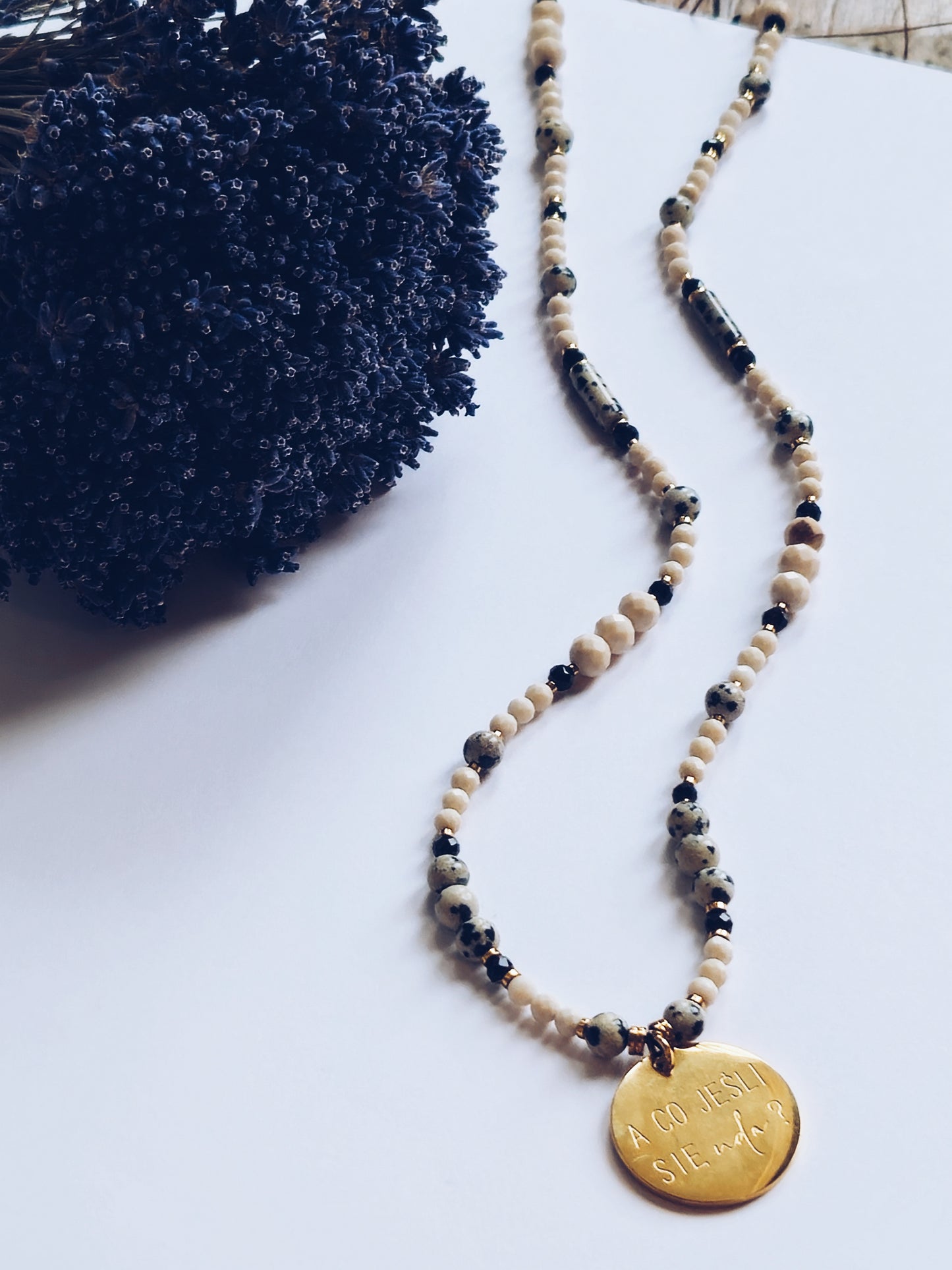 Piękny Amulet Mocy z autorska zawieszka "A co jeśli się uda?"i