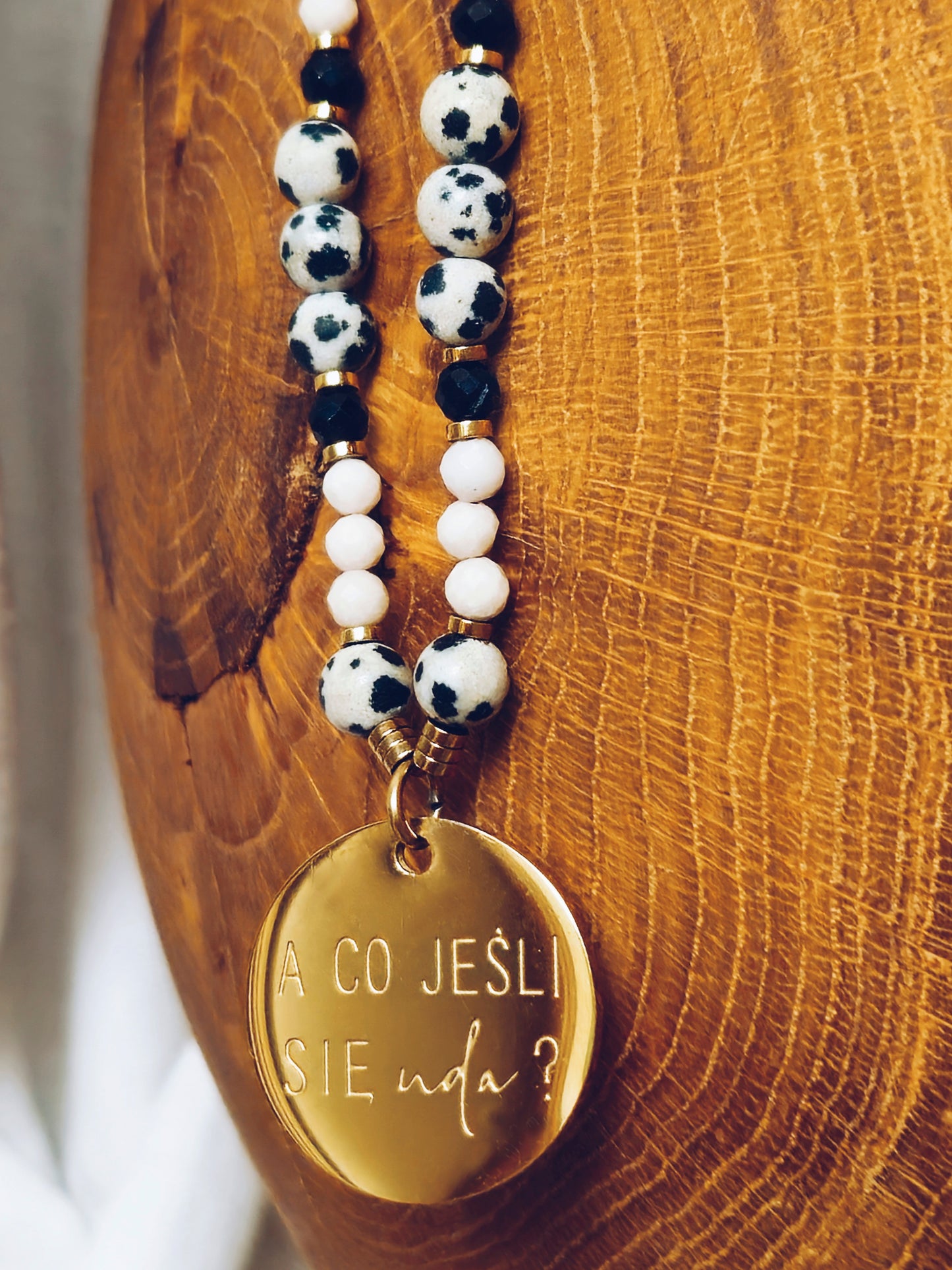 Piękny Amulet Mocy z autorska zawieszka "A co jeśli się uda?"i