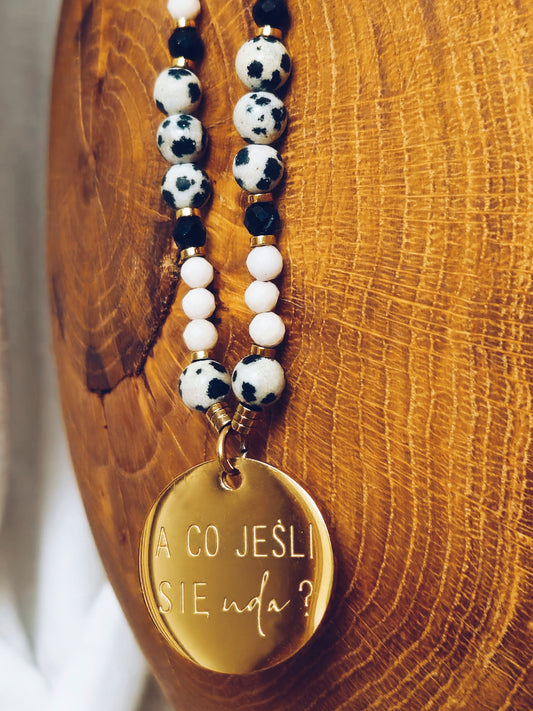 Piękny Amulet Mocy z autorska zawieszka "A co jeśli się uda?"i